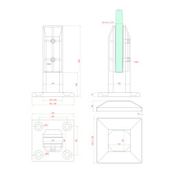 Vrchné kotvenie pre sklo 10 - 12,76 mm, brúsená AISI 304 Vrchné kotvenie pre sklo 10 - 12,76 mm, brúsená AISI 304